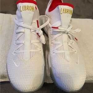 LeBron 16 Low Draft Day White and Red Sneakers